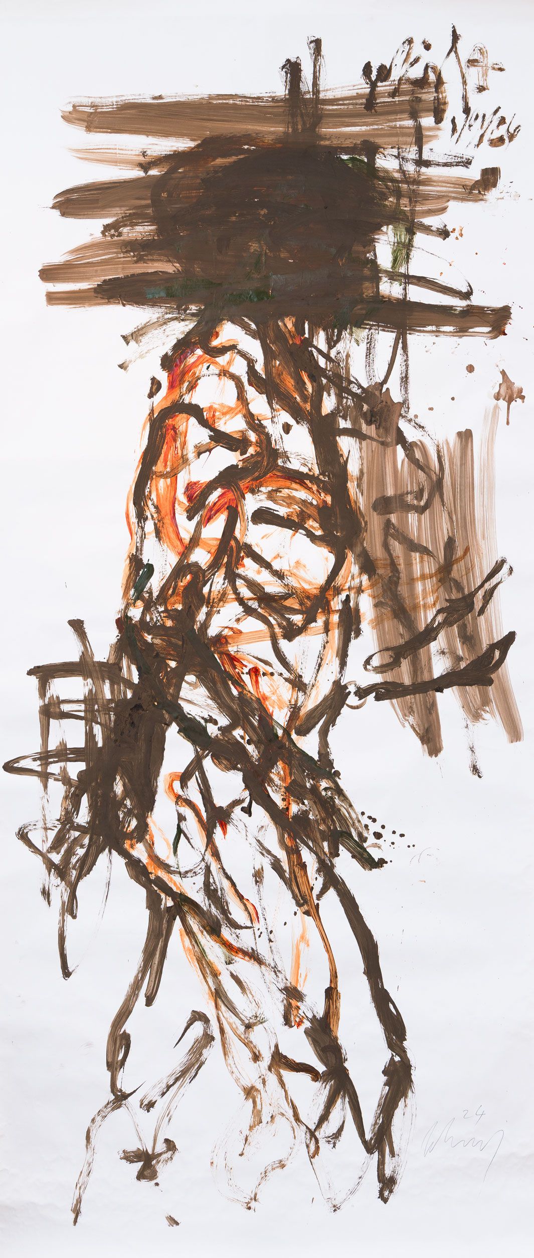 Expressive abstracted figure in brown and red brushstrokes, Christian Lemmerz, 2024